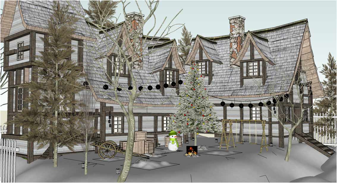 1134x617 Sketchup Texture Free Sketchup 3d Model Christmas House - Christmas House Sketch