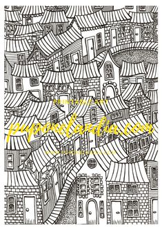 235x333 Sea Houses Sketch, Collectible Art, Ink Drawing, Ink And - Christmas House Sketch