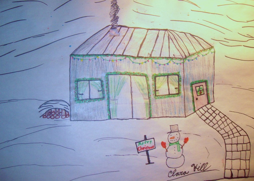 1024x730 Christmas House Sketch By Clarahill28 - Christmas House Sketch