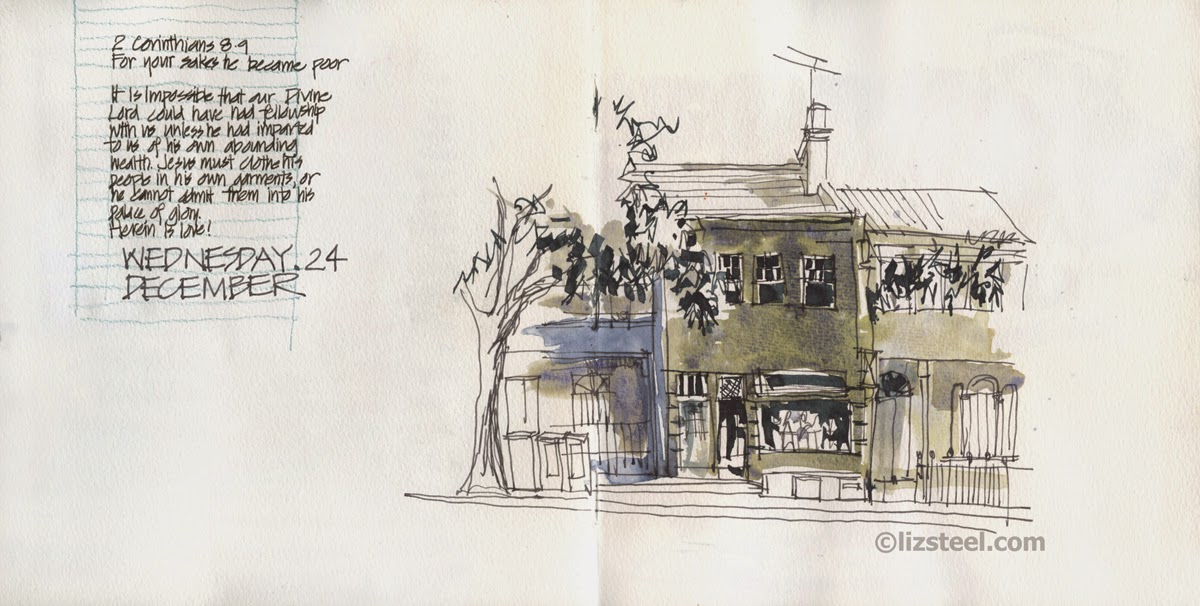 1200x606 Christmas Eve Urban Sketching With Coloured Inks - Christmas House Sketch