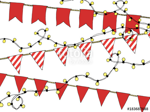 500x375 Colorful Hand Drawn Doodle Bunting Banners, Christmas Lights - Christmas Light Sketch