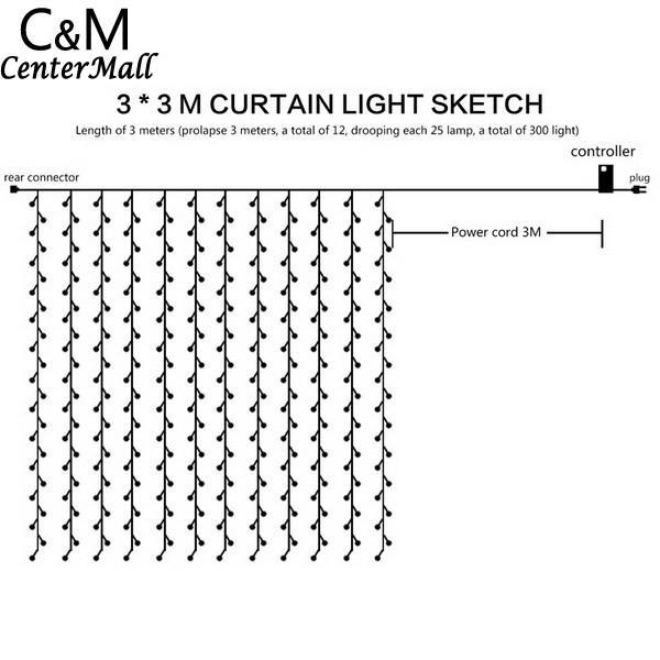 600x600 3m X 3m New Year 300 Led Fairy String Christmas Lights Party - Christmas Light Sketch