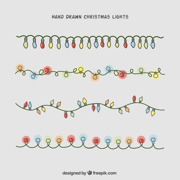 626x626 Hand Drawn Christmas Lights Collection Free Vector Dibujo - Christmas Light Sketch