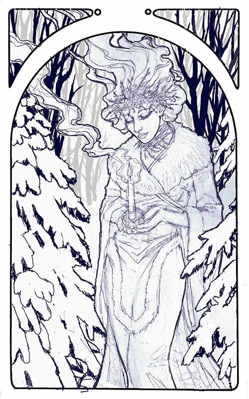 499x800 Sketch Diary Winter Light Christmas Card 2013 Part 2 - Christmas Light Sketch