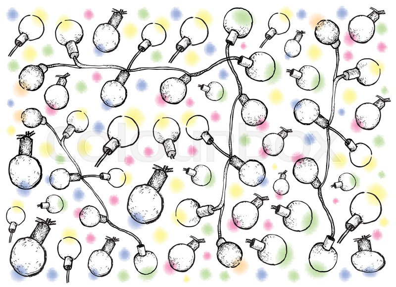 800x580 Background Illustration Hand Drawn Sketch Of Various Style Of - Christmas Light Sketch