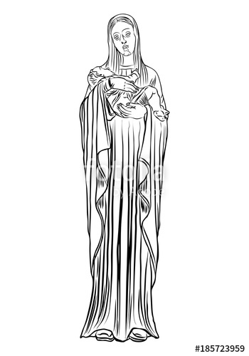 350x500 Christmas Nativity Scene Of Virgin Mary Holding Baby Jesus, Hand - Christmas Nativity Sketches