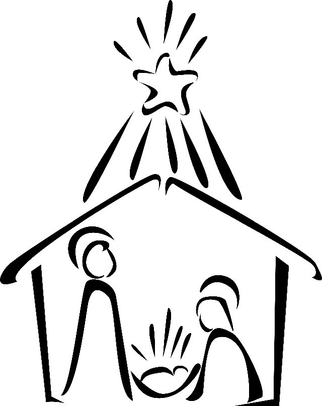 640x807 Black And White Nativity Sketch Nativity Clipart Art N Craft - Christmas Nativity Sketches