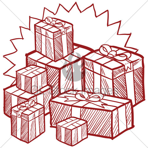 500x500 Christmas Presents Sketch Gl Stock Images - Christmas Present Sketch