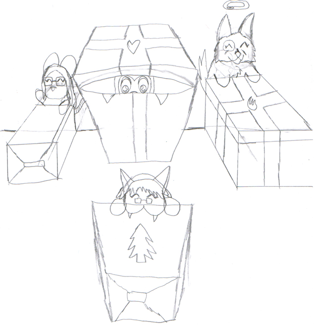 634x660 Christmas Present Sketch Weasyl - Christmas Present Sketch