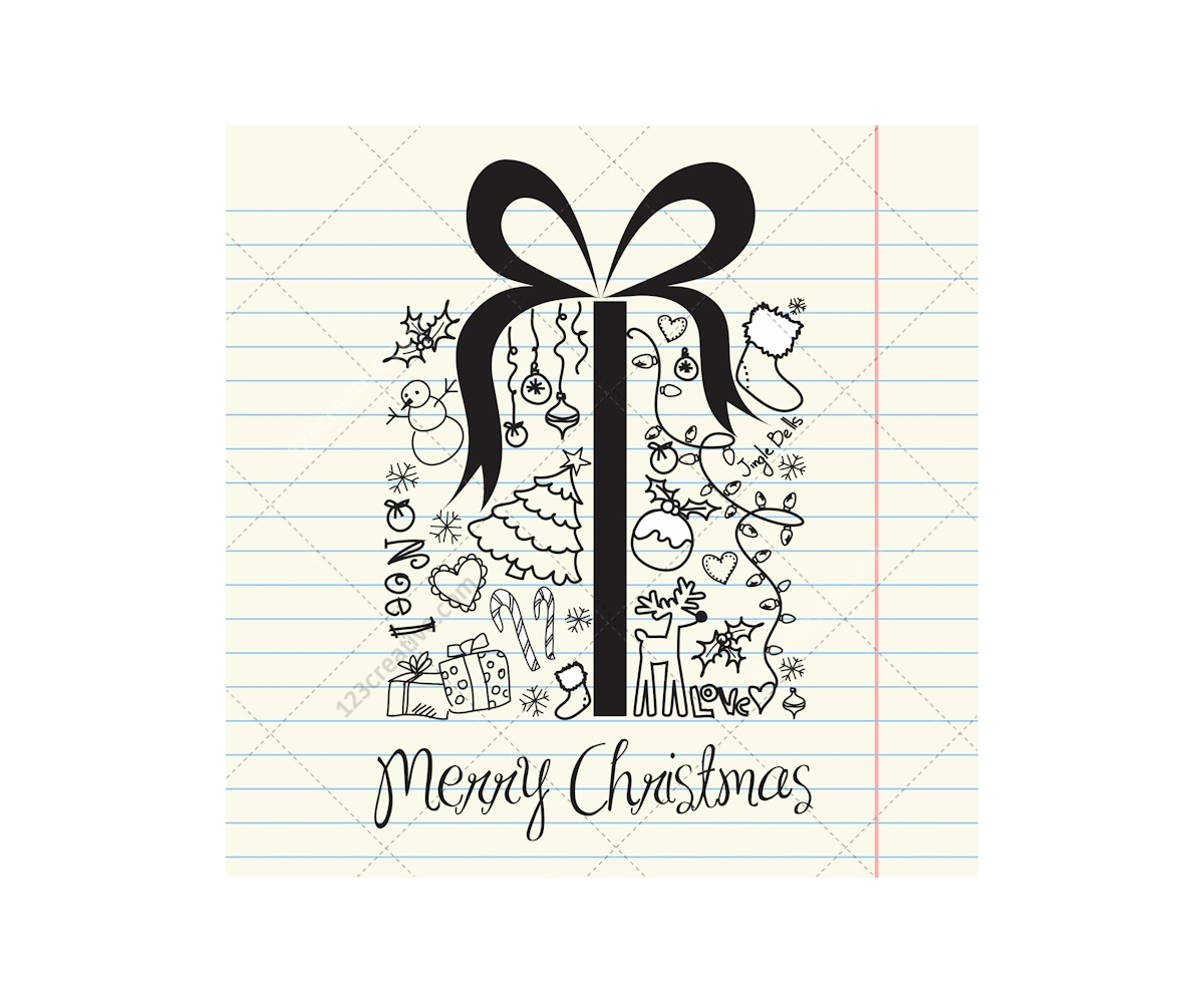 1200x1000 Christmas Vector Pack - Christmas Present Sketch