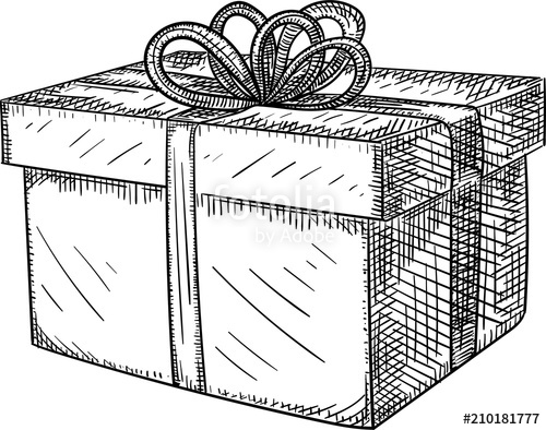 500x394 Decorative Christmas Gift Box Sketch. Stock Image And Royalty - Christmas Present Sketch