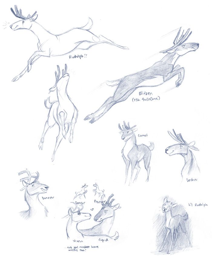 700x844 Christmas Reindeer By Kobb Charactersartreffs - Christmas Reindeer Sketch