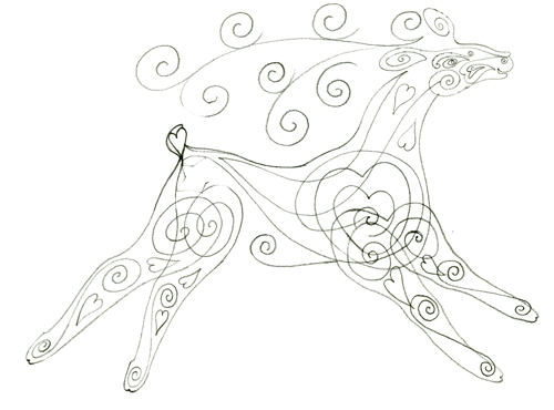 500x370 Christmas Reindeer - Christmas Reindeer Sketch