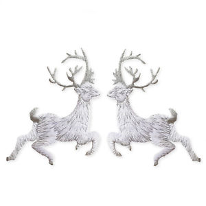 300x300 Silver Christmas Reindeer Ironsew On Appliques Embroidered - Christmas Reindeer Sketch