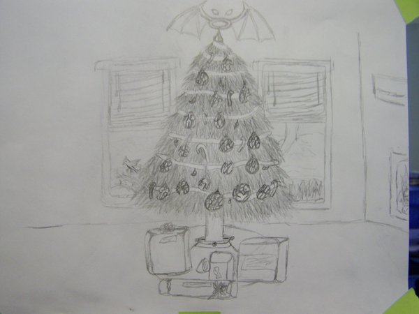 600x450 Christmas Scene Sketch By Omosky - Christmas Scene Sketch