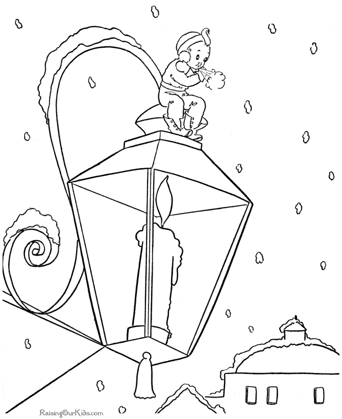 670x820 Christmas Scene Coloring Pages - Christmas Scene Sketch