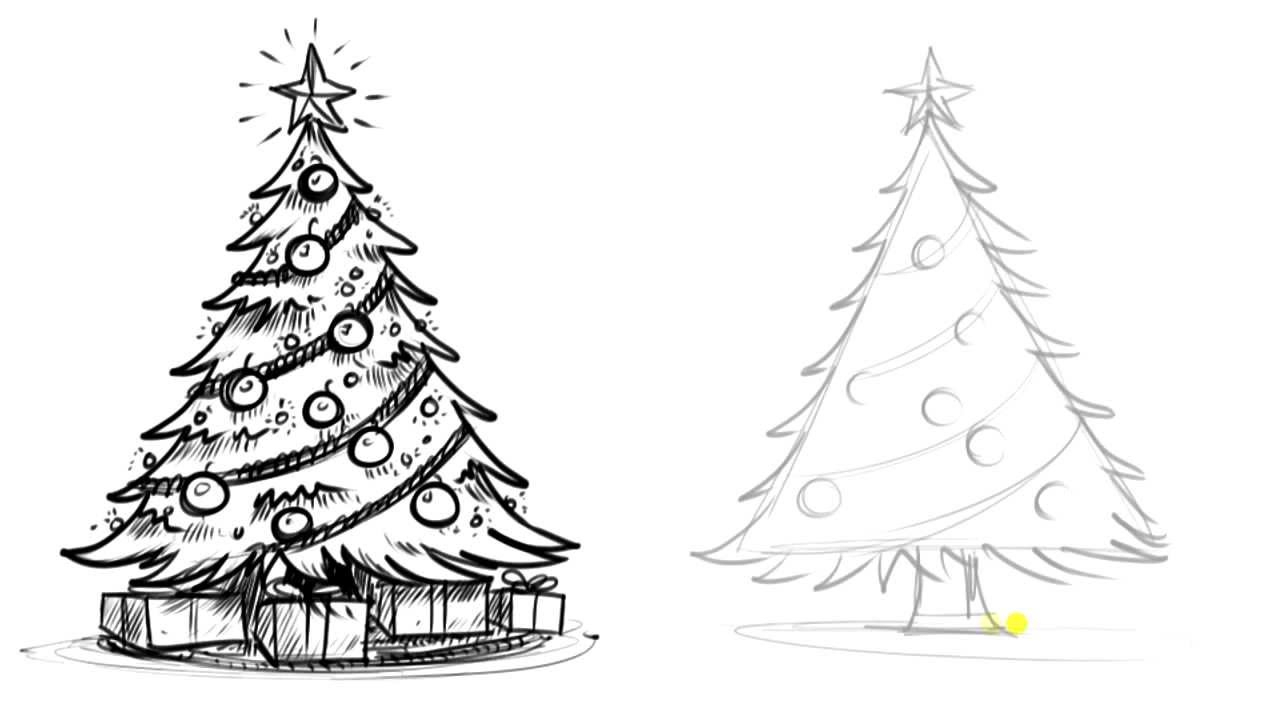 Christmas Tree Pencil Sketch Pencil Drawing Of Christmas Tree - Christmas.....