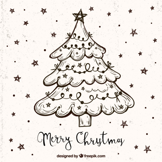 626x626 Christmas Tree Sketch Background Vector Free Download - Christmas Sketch Images