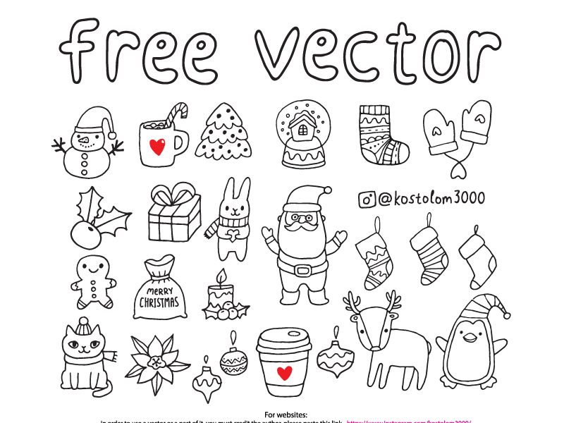 800x600 Free Vector Christmas Sketch Set By Anna Alekseeva - Christmas Sketch Images