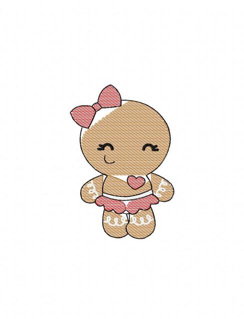 489x640 Gingerbread Girl 125 Sketch Embroidery Design - Christmas Sketch Images
