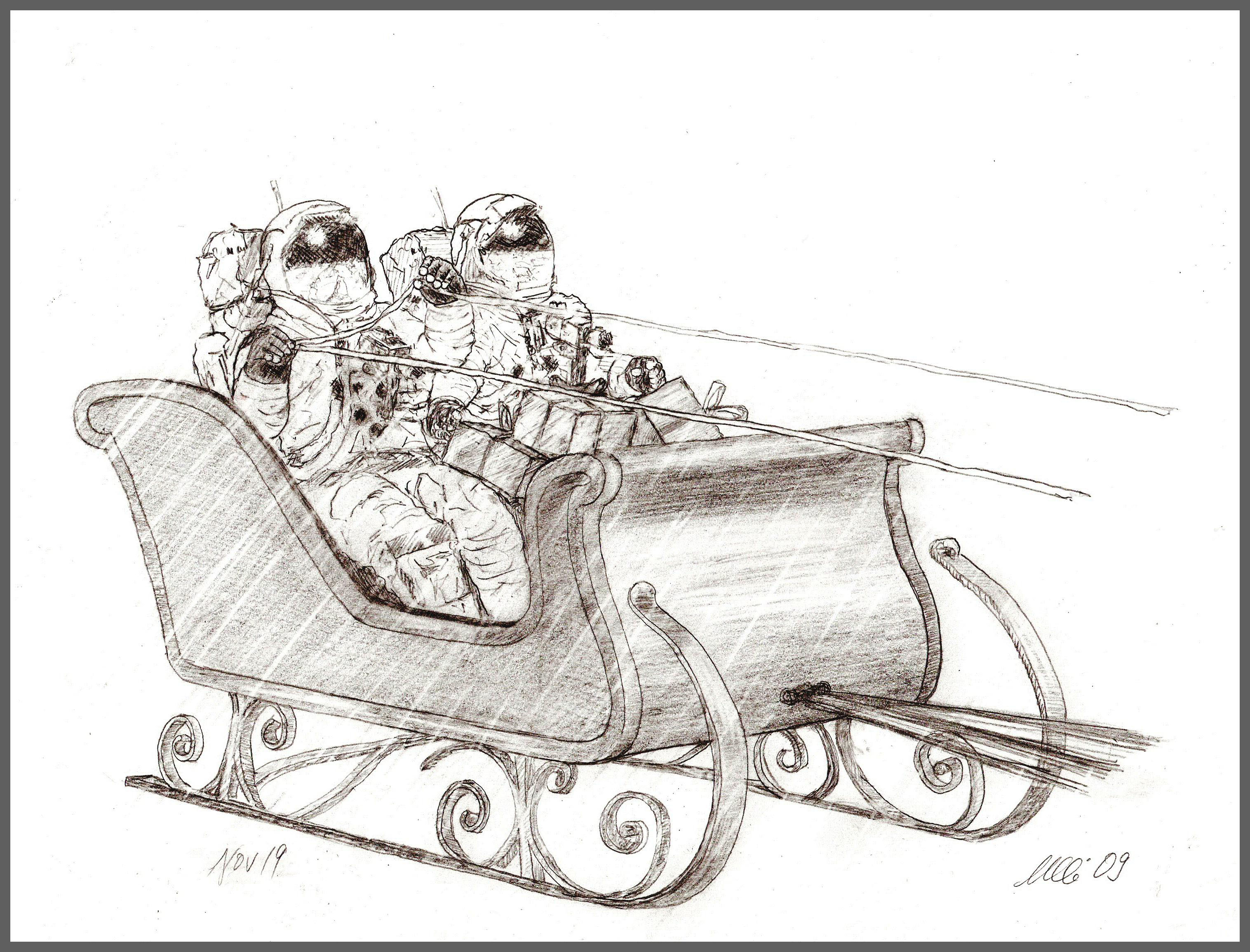 3032x2309 Merry Christmas 2009 - Christmas Sketch Images