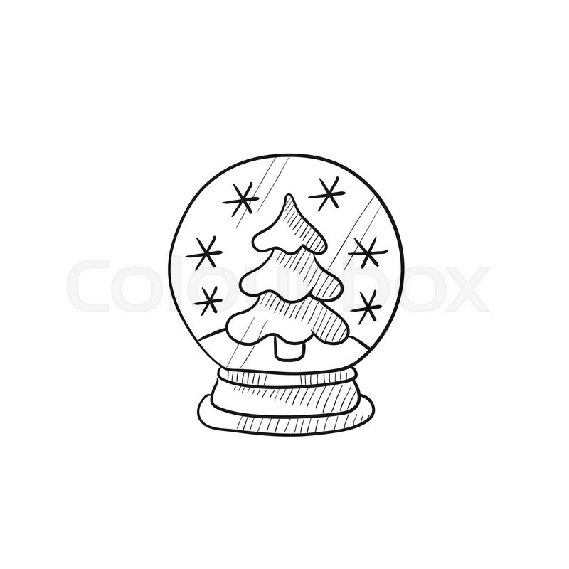 800x800 Snow Globe With Christmas Tree Vector Sketch Icon Isolated On - Christmas Sketch Images
