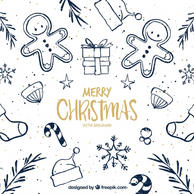 626x626 Pretty Christmas Sketches Background Vector Free Download - Christmas Sketches