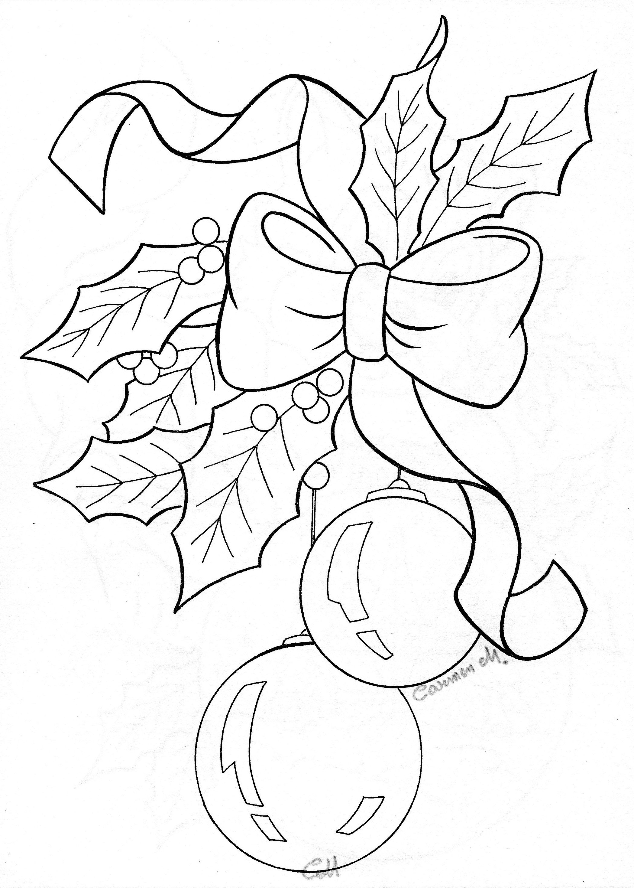 2098x2936 Bow Holly Ornaments Sketch Kids Sketches, Ornament - Christmas Sketches For Kids
