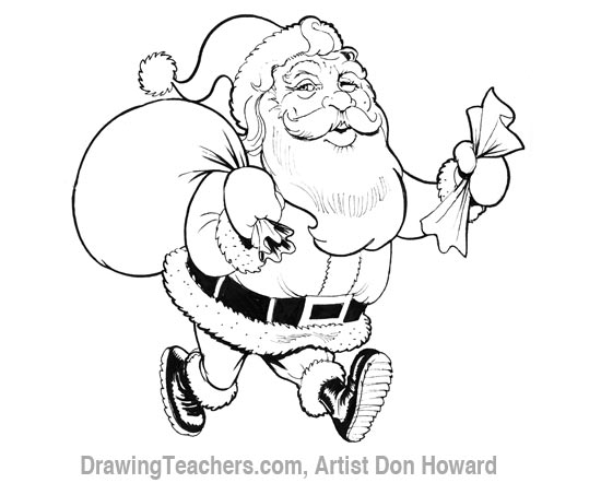 550x442 Cartoon Santa Claus - Christmas Sketches For Kids