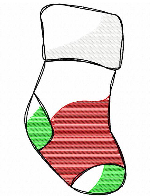 489x640 Christmas Stocking Sketch Embroidery Design Jazzy Zebra Designs - Christmas Stocking Sketch