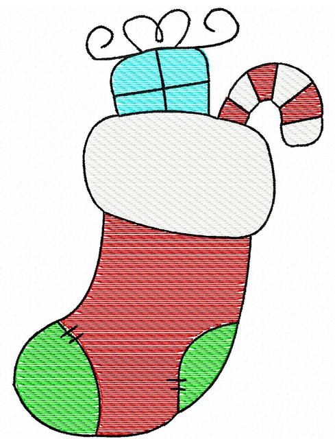 489x640 Christmas Stocking Sketch Embroidery Design - Christmas Stocking Sketch