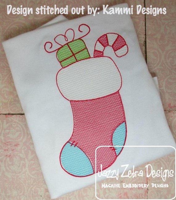 570x645 Christmas Stocking Sketch Machine Embroidery Design Instant Etsy - Christmas Stocking Sketch