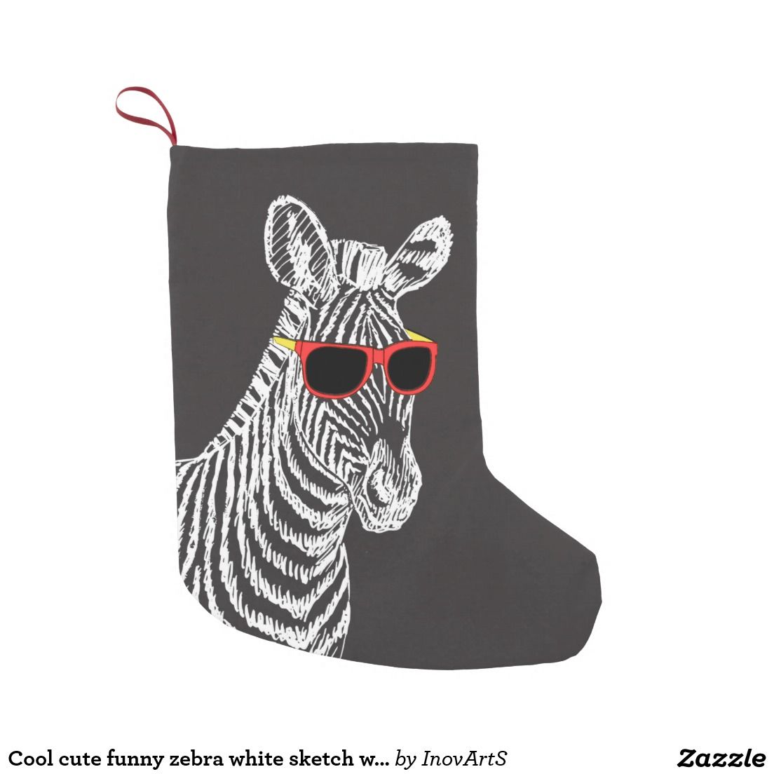1104x1104 Cool Cute Funny Zebra White Sketch With Glasses Small Christmas - Christmas Stocking Sketch