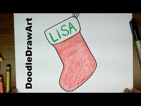 480x360 Drawing How To Draw Cartoon Christmas Stocking [Hd] Easy Drawing - Christmas Stocking Sketch