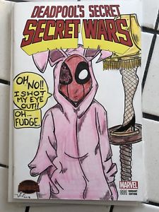 225x300 Deadpool Comic Book Secret Wars Sketch Cover Original Art A - Christmas Story Sketch