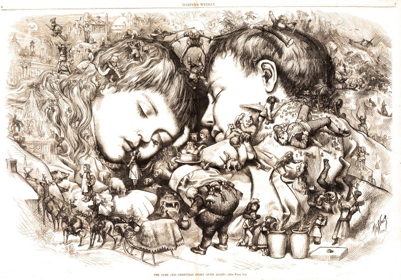 806x564 A Thomas Nast Christmas Image - Christmas Story Sketch