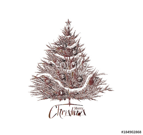 500x473 Christmas Tree Sketch On White Background, Vector Illustration - Christmas Tree Sketch