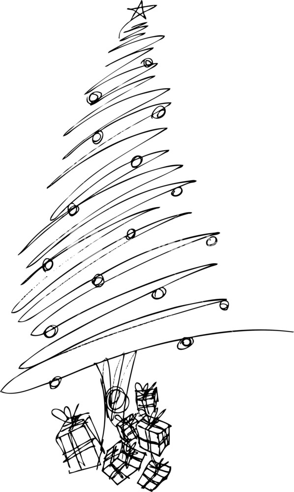 598x1000 Sketch Of Christmas Tree. Vector Illustration Royalty Free Stock - Christmas Tree Sketch