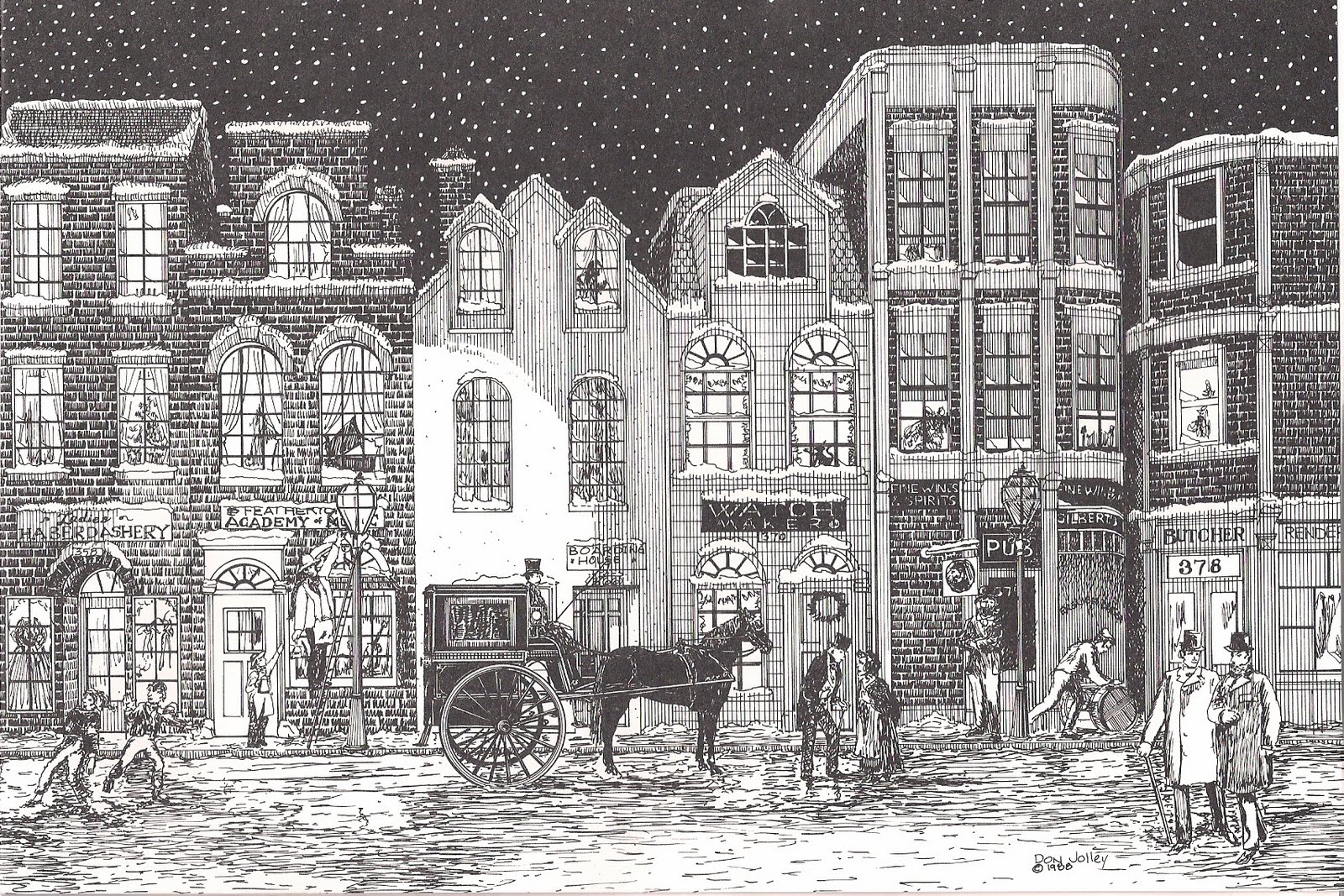 1600x1067 Our Small Town Idaho Life Greeting Cards - Christmas Village Sketch