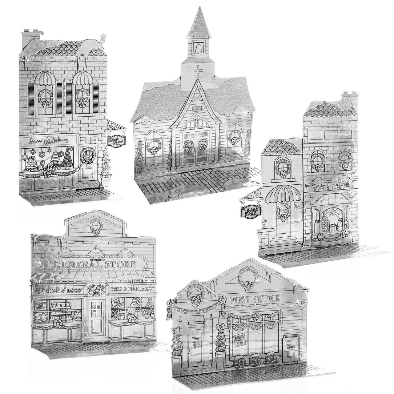 1280x1280 The Magic Christmas Village 5 Piece Set With Swarovski Crystals - Christmas Village Sketch