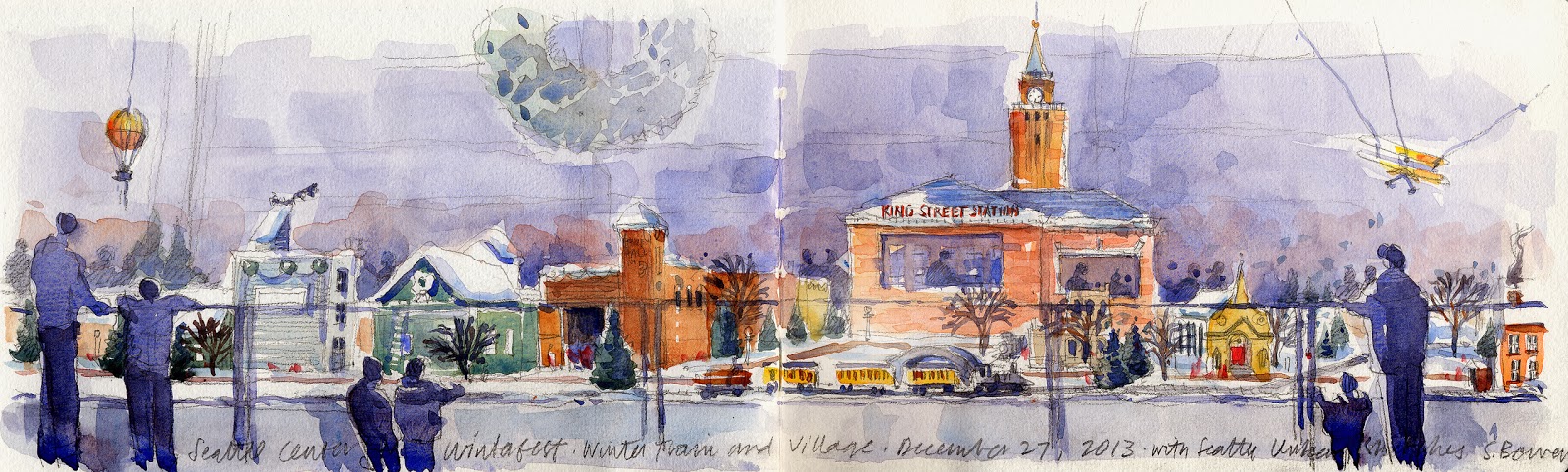 1600x482 Urban Sketchers Seattle Christmas Village - Christmas Village Sketch