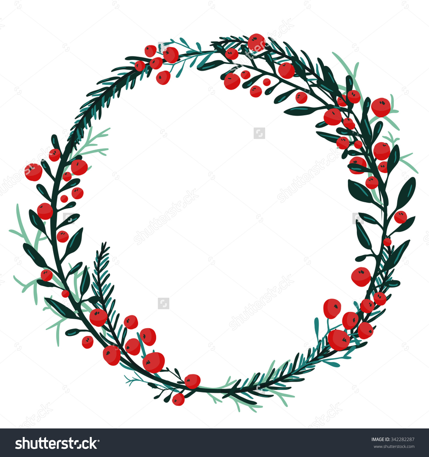1500x1600 Collection Of Christmas Garland Drawing High Quality, Free - Christmas Wreath Sketch