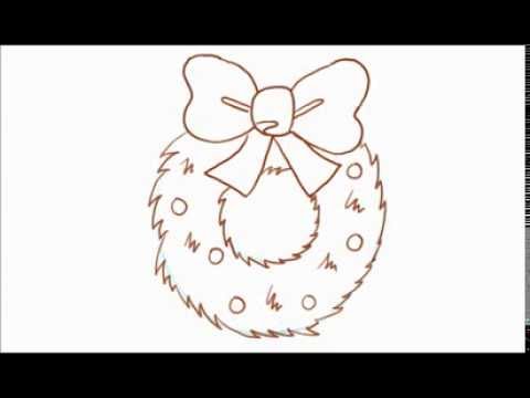 480x360 How To Draw A Cartoon Christmas Wreath - Christmas Wreath Sketch