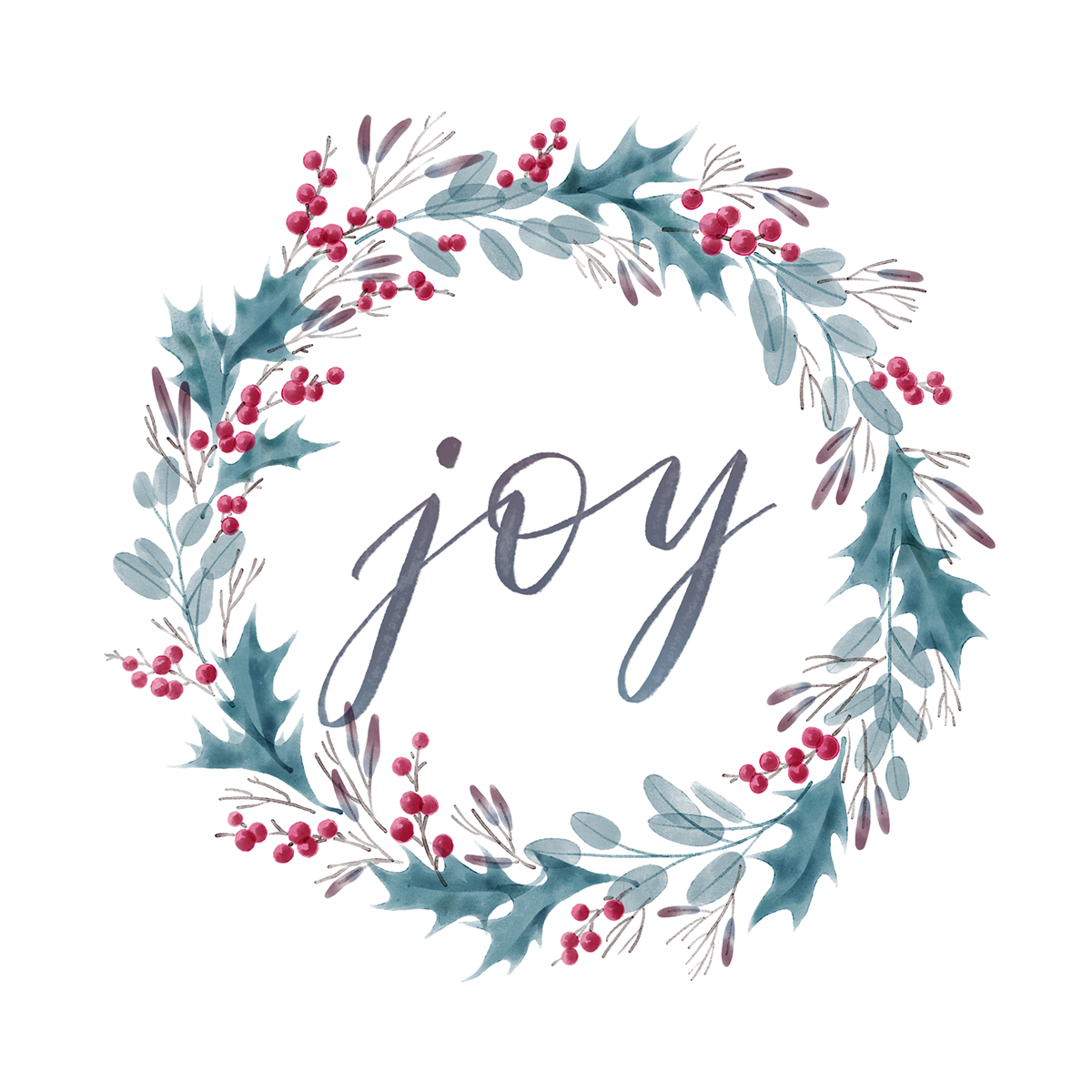 1200x1200 Joy Christmas Wreath On Behance - Christmas Wreath Sketch