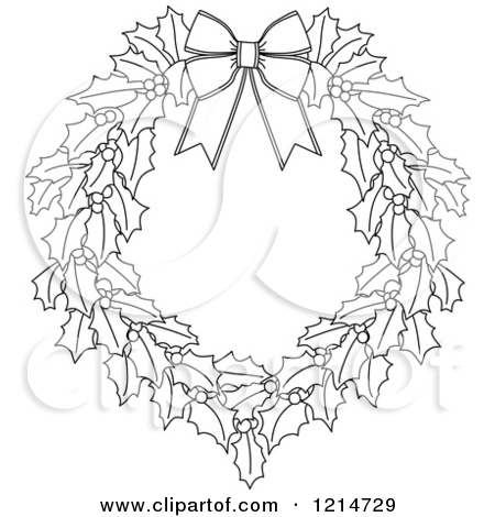 450x470 Outline Clipart Wreath ~ Frames ~ Illustrations ~ Hd Images - Christmas Wreath Sketch