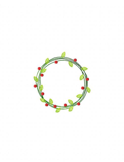 489x640 Simple Vine Wreath Sketch Embroidery Design - Christmas Wreath Sketch