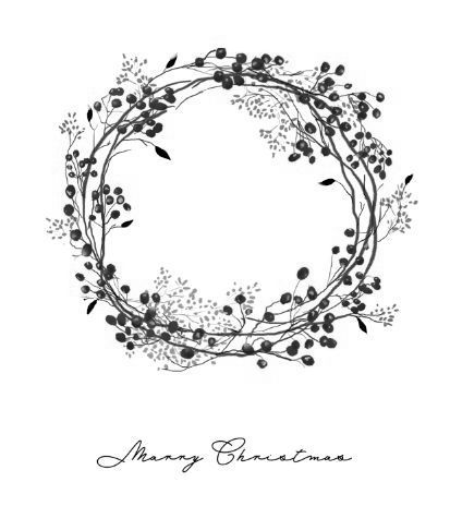 413x464 Merry Christmas Wreath Sketch Ice + Pine - Christmas Wreath Sketch