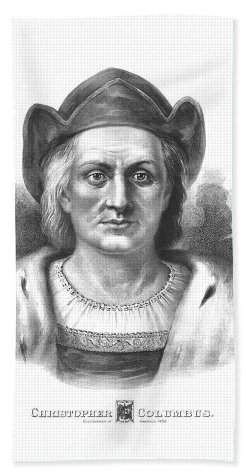 500x967 Italian Explorer Christopher Columbus Bath Towel For Sale By War - Christopher Columbus Sketch