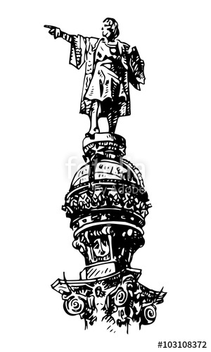 300x500 Statue Of Christopher Columbus In Barcelona, Catalonia, Spain - Christopher Columbus Sketch