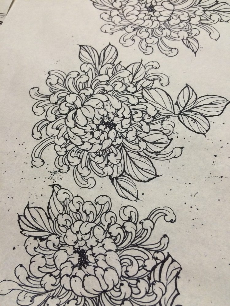 750x1000 Chrysanthemum Sketch By Wane Kan - Chrysanthemum Sketch